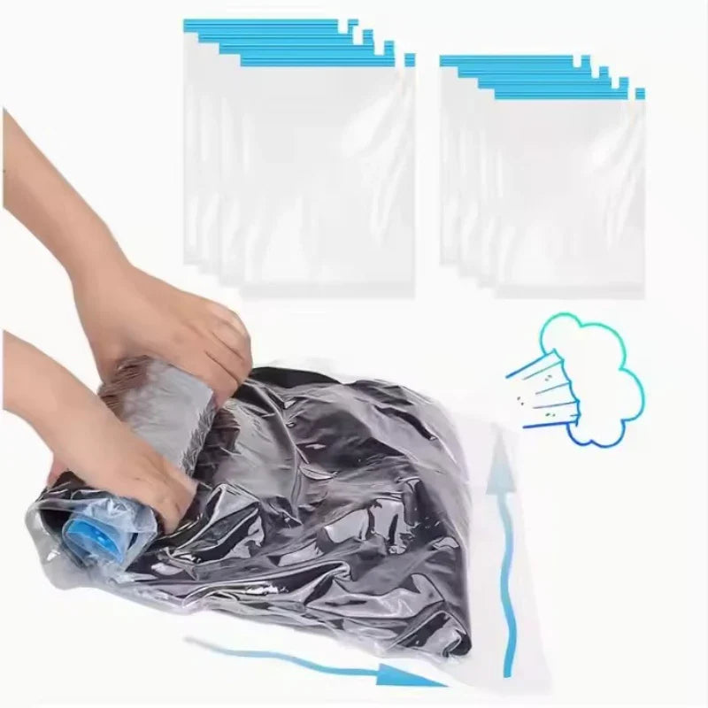5 Pack Vacuum Compression Bags for Travel-Reusable Space Saving Storage