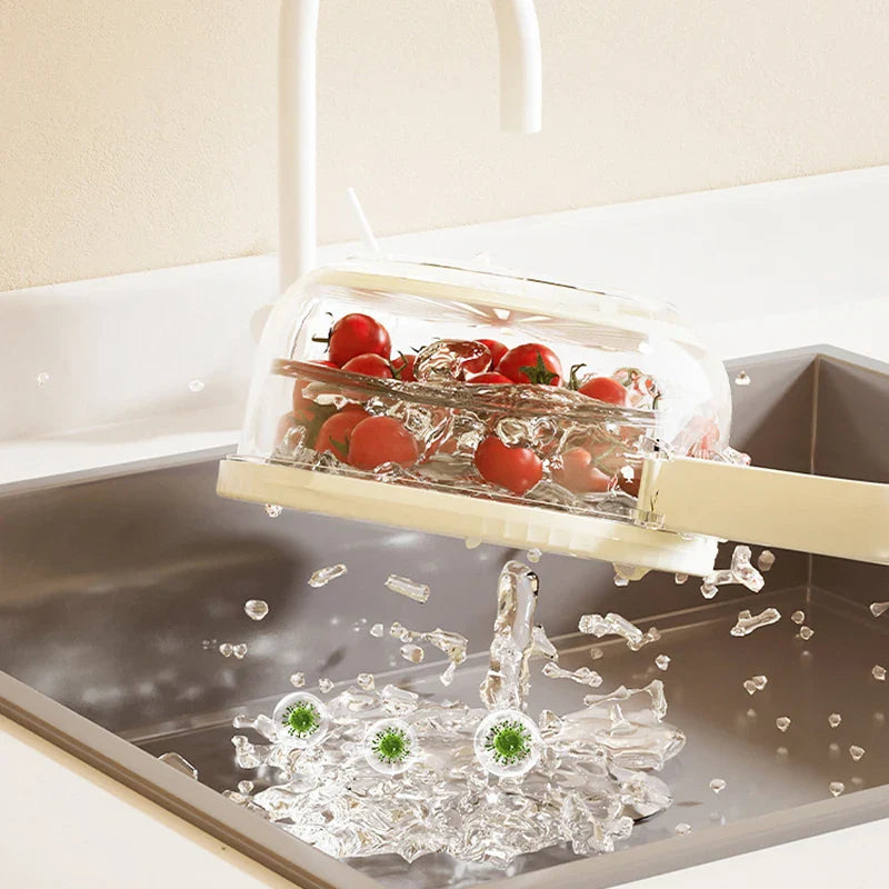 2-in-1 Rinse & Drain Bowl with Lid – Multi-Purpose Food Prep & Storage Container