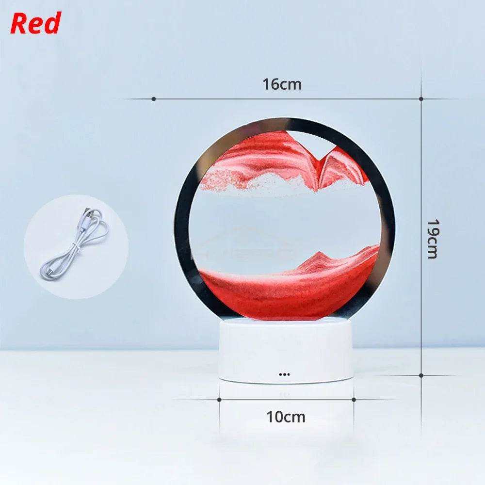 3D Moving Sand Art Picture Round Glass Deep Sea Sandscape Hourglass Quicksand Craft