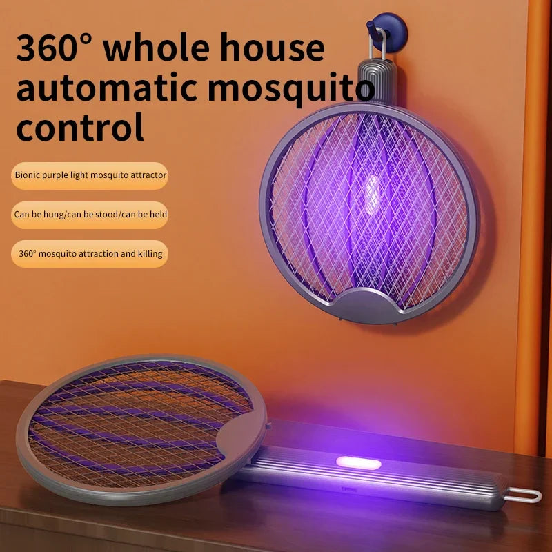 3-in-1 Foldable Electric Mosquito Swatter Electric Mosquito Killer Rechargeable Wall-Mounted