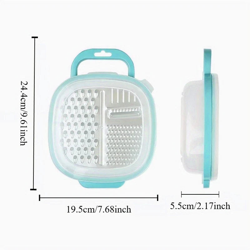 4-In-1 Multi Vegetable Grater with Case & Plastic Cover | Kitchen Slicer & Cheese Grater Tool