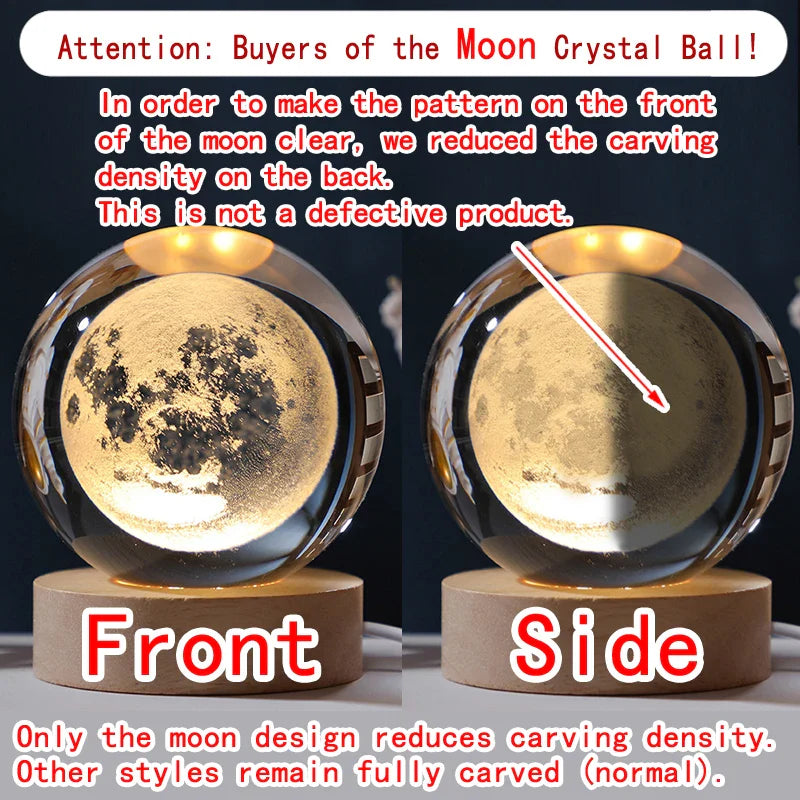 Unique 3D Crystal Ball Night Light Led Lamp 5 cm