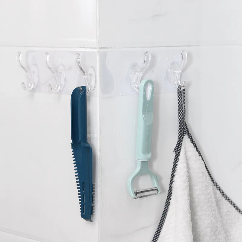 Transparent Strong Self Adhesive Hook Nail-free Wall Hook Kitchen Bathroom