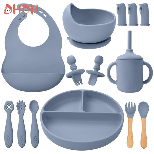 Silicone Baby Feeding Set Tableware Baby Food Dish