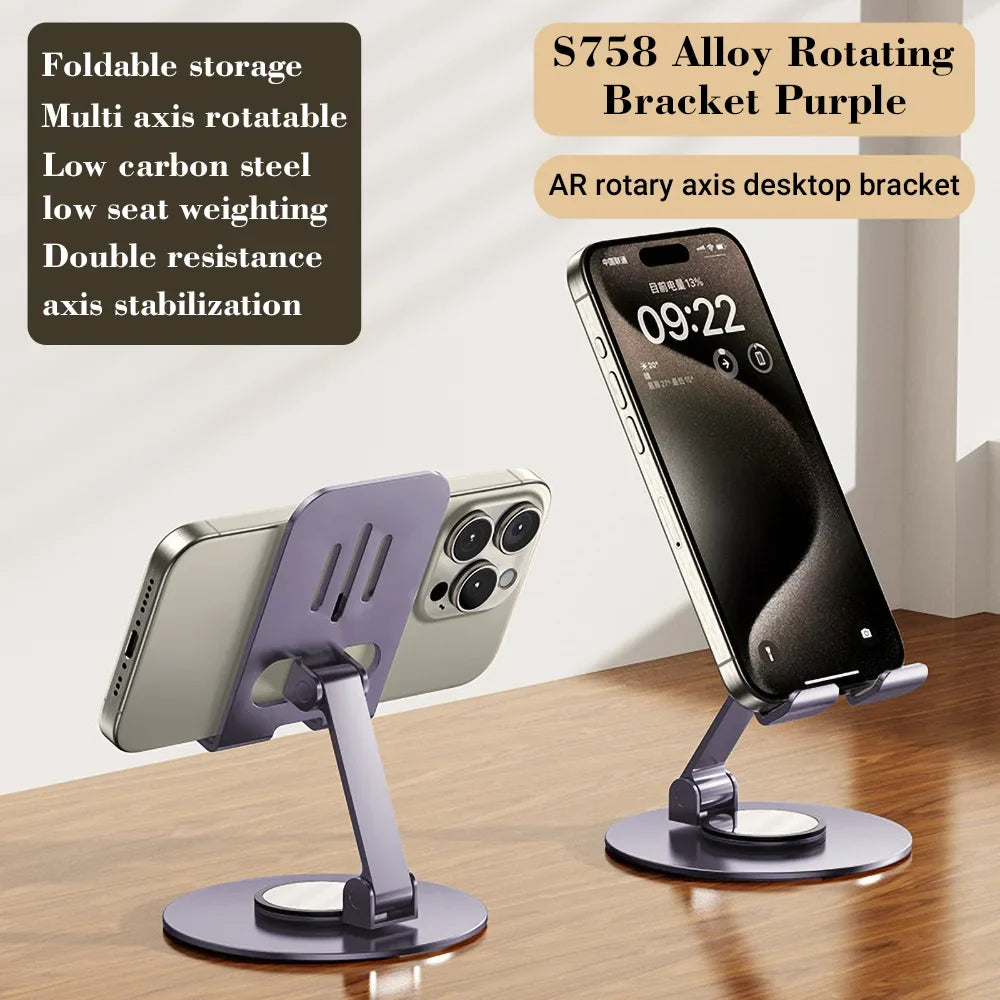 720° Rotate Aluminum Alloy Tablet & Mobile Holder – Adjustable Foldable Stand