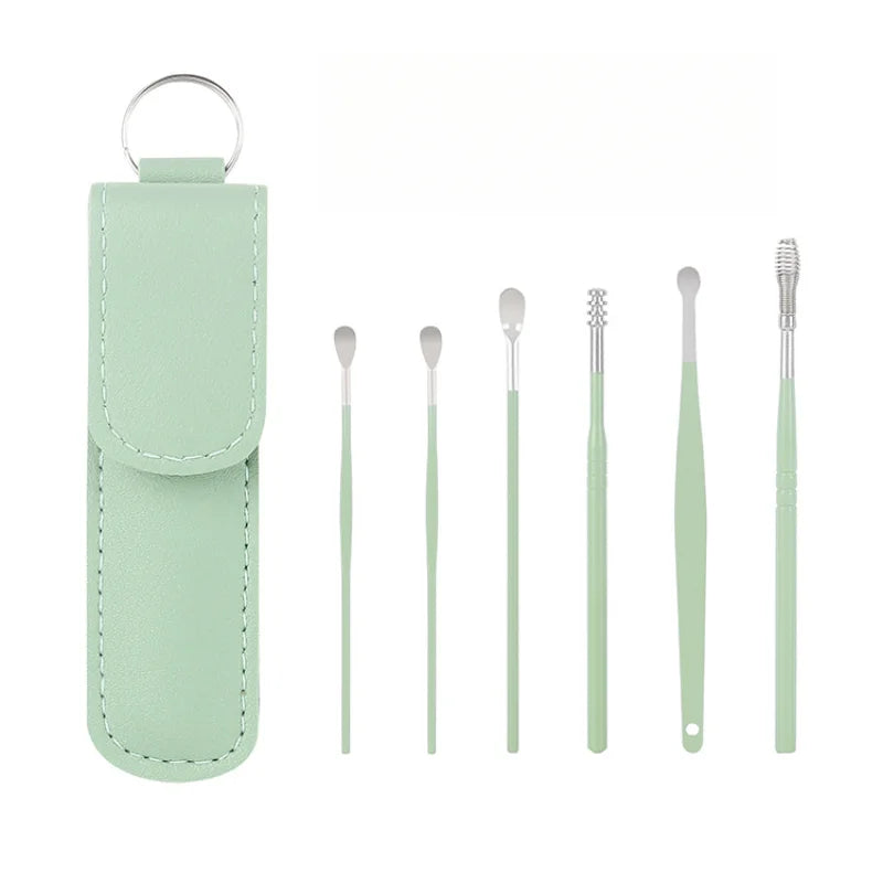 Effective 6Pcs Earwax Cleaning Tool with Spiral Earpick and Ear Curette
