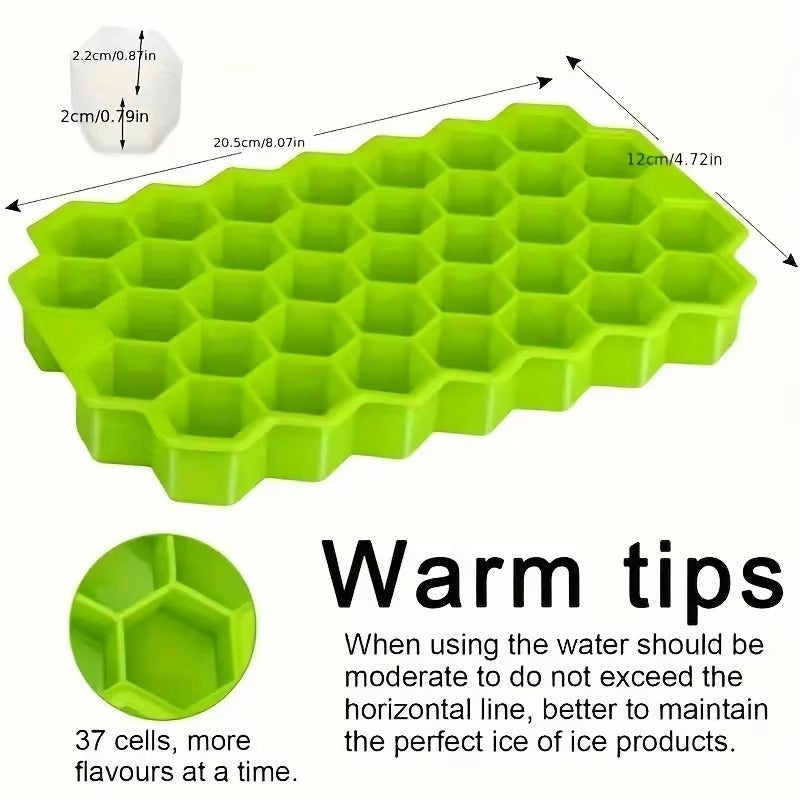 Large Capacity Silicone Ice Cube Tray with Lid – Reusable Honeycomb Ice Cube Maker